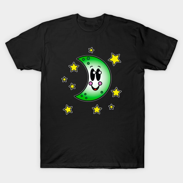 Cute moon and stars T-Shirt by OrneryDevilDesign